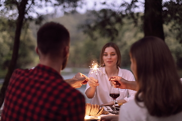 Image showing french dinner party on summer