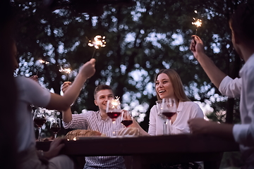 Image showing french dinner party on summer