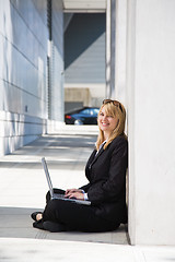 Image showing Working caucasian businesswoman