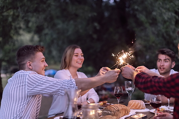 Image showing french dinner party on summer