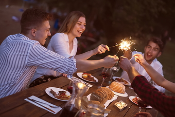 Image showing french dinner party on summer