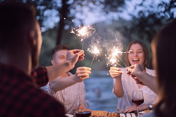 Image showing french dinner party on summer