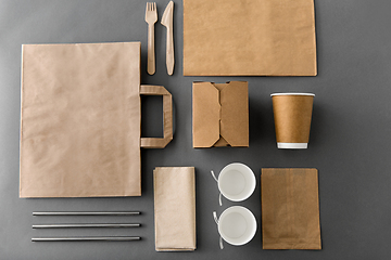 Image showing disposable paper takeaway food packing stuff