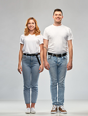 Image showing happy couple in white t-shirts