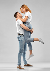 Image showing happy couple in white t-shirts