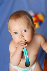 Image showing Baby with spoon