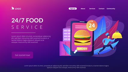 Image showing Food delivery service concept landing page.