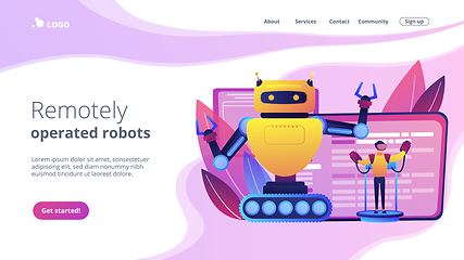 Image showing Remotely operated robots concept landing page.