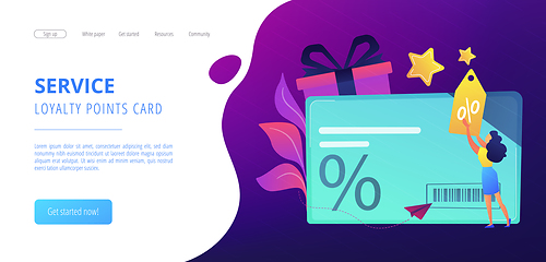 Image showing Discount and loyalty cardconcept landing page.