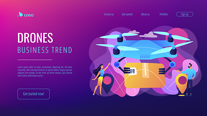 Image showing Drone delivery concept landing page.