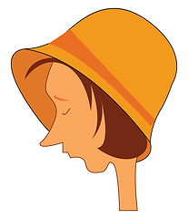 Image showing Profile of a woman wearing yellow hat print vector on white back