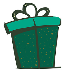 Image showing A bright and beautiful green present box tied with a ribbon and 