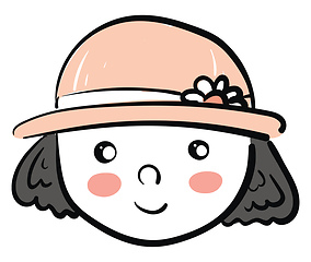 Image showing A girl wearing a pink hat looks cute vector or color illustratio