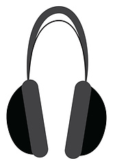 Image showing A black wireless cartoon headphone to enjoy sound and music vect