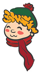 Image showing Face of a boy in colorful winter clothes vector or color illustr