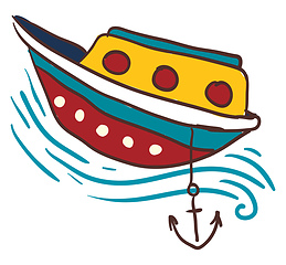 Image showing Anchored small boat vector or color illustration