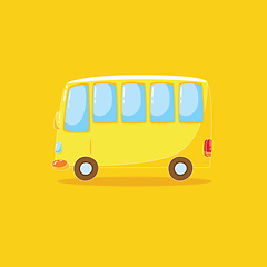 Image showing Clipart of a happy yellow-colored bus isolated on yellow backgro