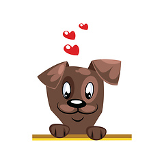 Image showing Brown dog with hearts above his head vector illustration on a wh
