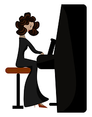 Image showing A beautiful woman playing fortepiano vector or color illustratio