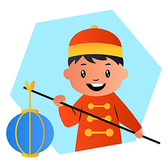 Image showing Cute cartoon chinese boy vector illustartion on background