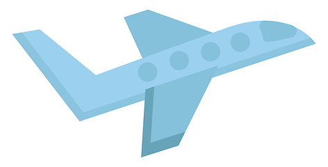 Image showing Simple drawing of blue airplane illustration color vector on whi