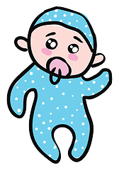 Image showing Cartoon baby in blue suit vector illustartion on white backgroun