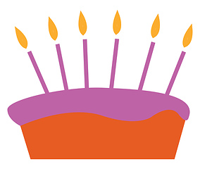 Image showing A purple fondant cake with candles vector or color illustration