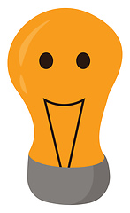Image showing A smiling yellow-colored cartoon light bulb vector or color illu