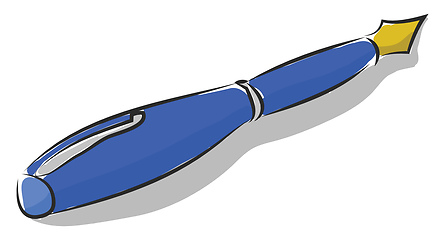 Image showing Blue fountain pen, vector color illustration.