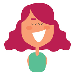 Image showing Cartoon funny girl has dyed her hair in pink vector or color ill