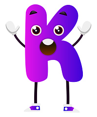 Image showing Purple letter K vector illustration on white background