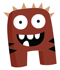 Image showing Dark brown stripped excited monster vector or color illustration