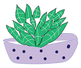 Image showing Purple vase with blue dots and green plant vector illustration o