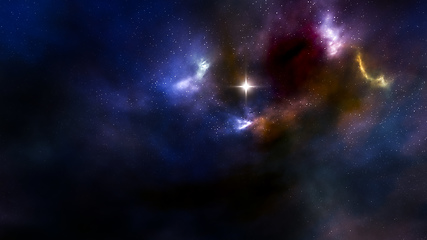 Image showing night sky with stars and nebula 