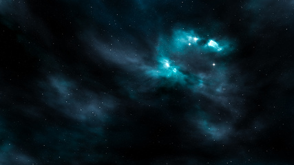 Image showing night sky with stars and nebula 