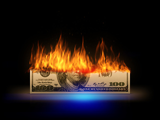 Image showing a burning 100 dollar bill