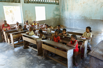 Image showing Malagasy school children in classroom, Madagascar