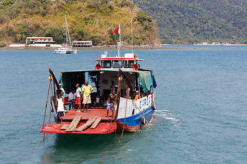 Image showing Malagasy freighter ship in Nosy Be bay, Madagascar