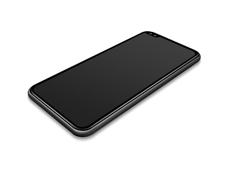 Image showing All-screen black smartphone mockup isolated on white. 3D render