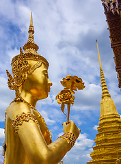 Image showing Kinnara golden statue, Grand Palace, Bangkok, Thailand