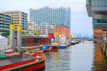 Image showing Hamburg Hafen harbor district architecture