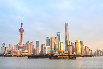 Image showing Shanghai skyline at sunset