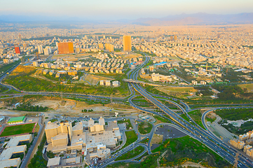 Image showing Skyline of Tehran. highway overpass