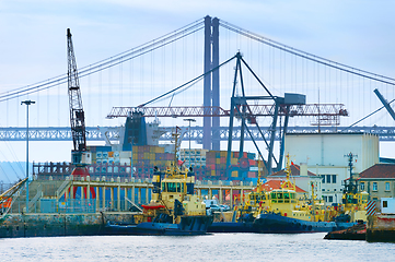 Image showing Lisbon industrial cargo port. Portugal