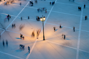 Image showing People motion blur aerial view