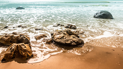 Image showing boulders at the beach of Moeraki New Zealand