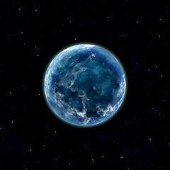 Image showing blue planet in space with stars