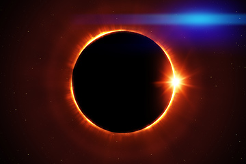 Image showing total sun eclipse with stars and flare