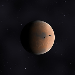 Image showing red planet in space with stars