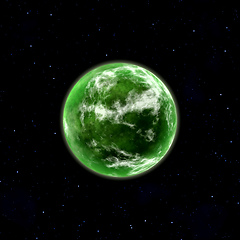 Image showing green planet in space with stars
